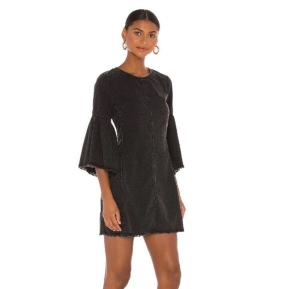 Free People Black Long Sleeve Denim Dress NWT